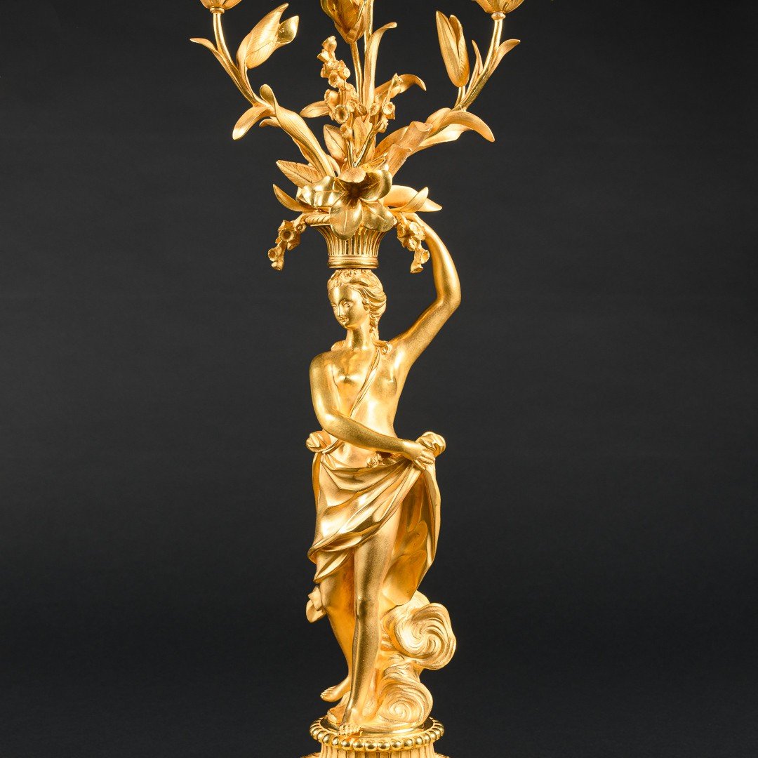 Importante Paire De Candélabres Louis XVI “aux Femmes” D’après Le Modèle De Falconet-photo-3