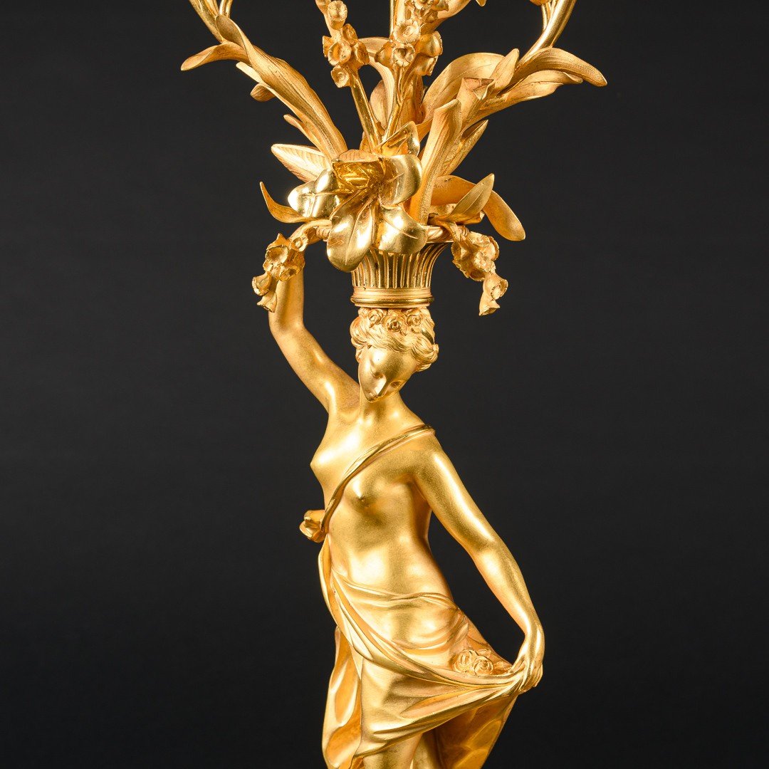 Importante Paire De Candélabres Louis XVI “aux Femmes” D’après Le Modèle De Falconet-photo-8