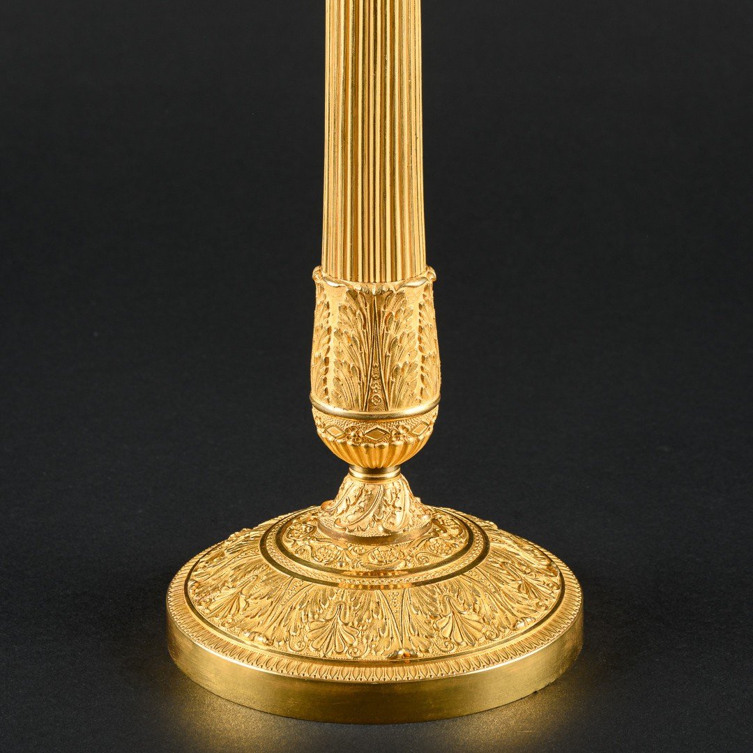 Signed Galle - Refined And Rare Pair Of French Empire Candlesticks-photo-1