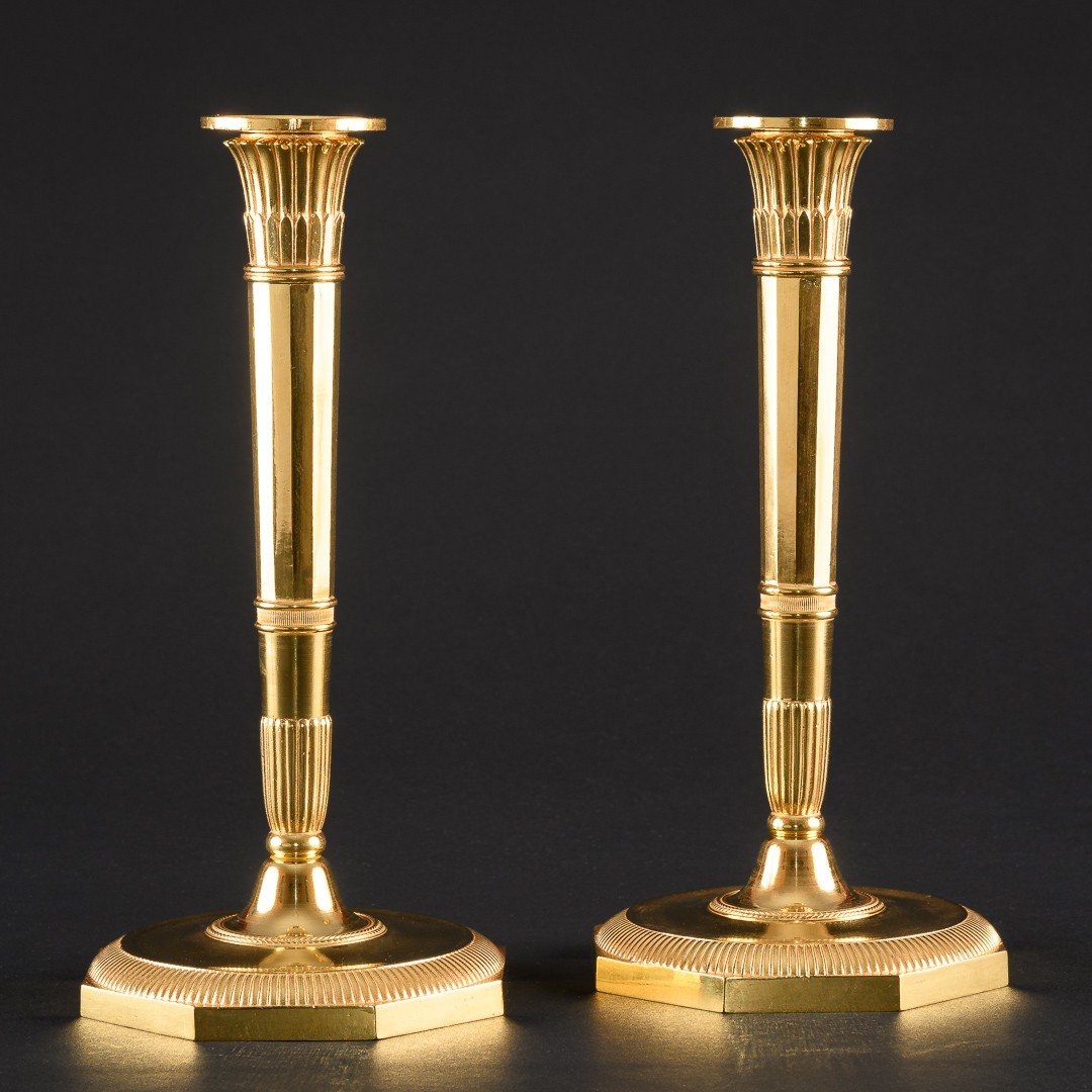  Claude Galle - Exceptionally Rare Pair Of Large French Empire Candlesticks  -photo-3