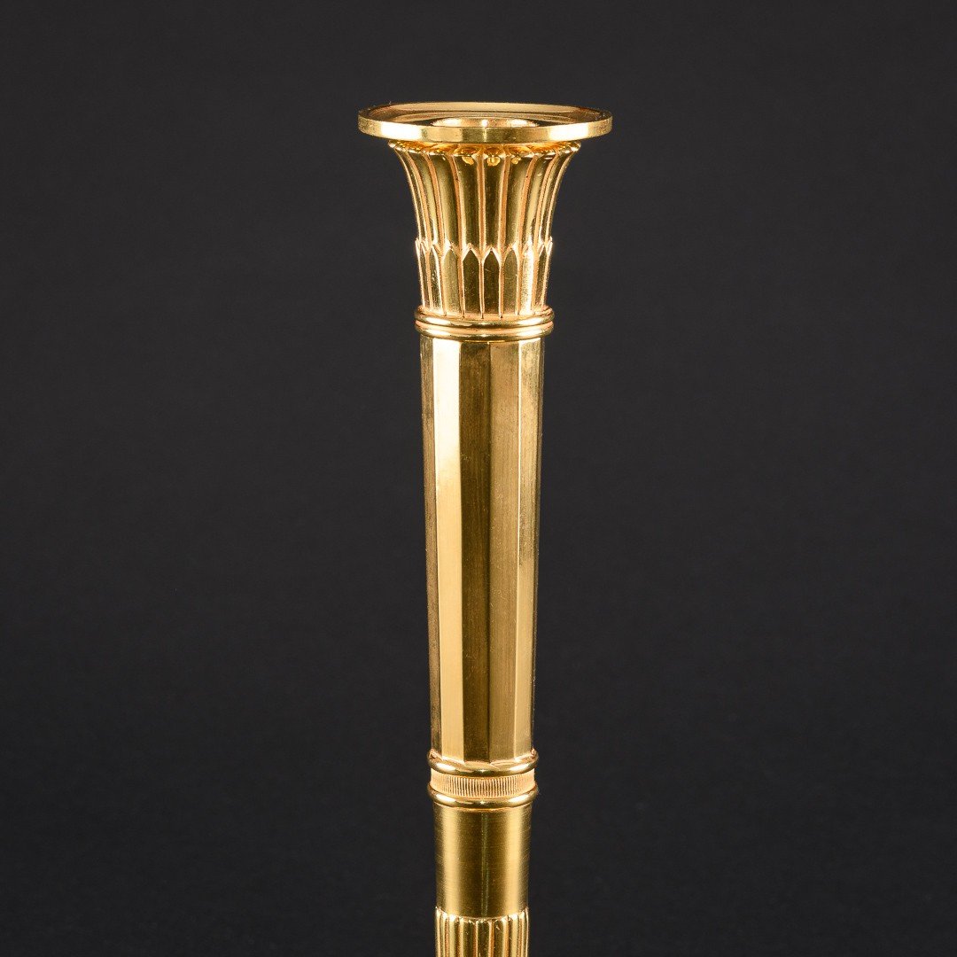  Claude Galle - Exceptionally Rare Pair Of Large French Empire Candlesticks  -photo-4