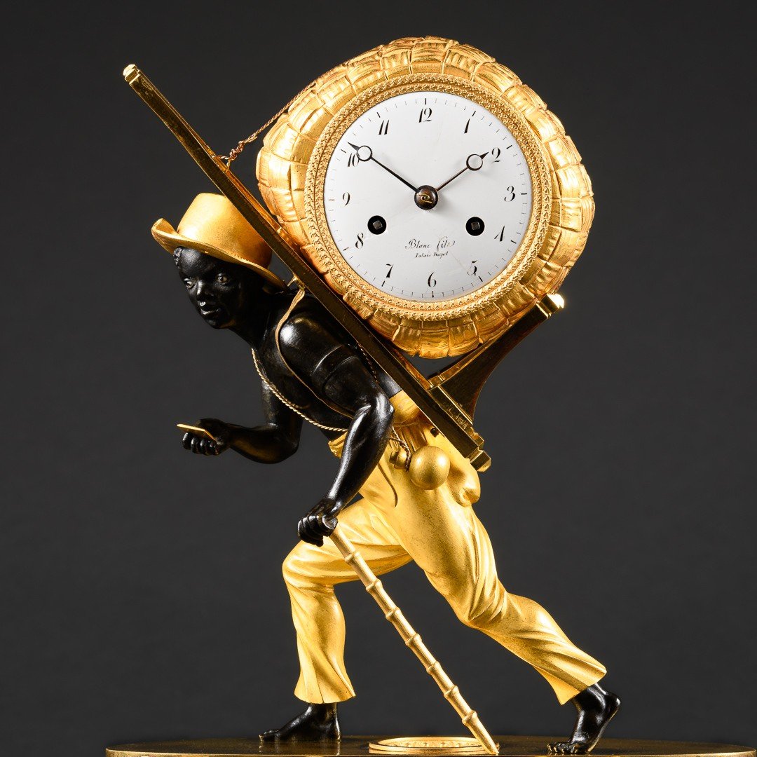 Extraordinary Empire Clock Le Portefaix After Design By Jean André Reiche-photo-2