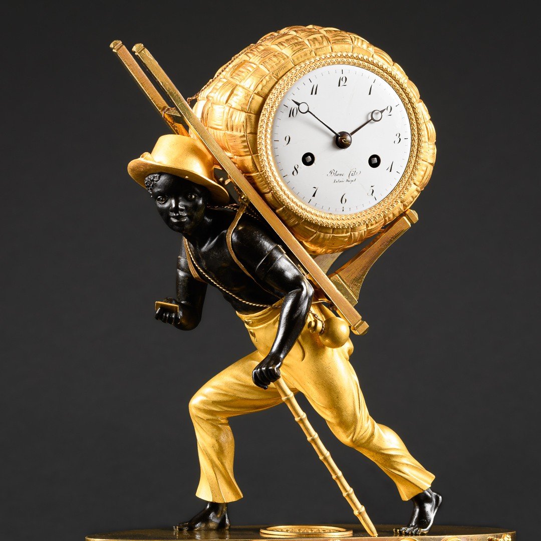 Extraordinary Empire Clock Le Portefaix After Design By Jean André Reiche-photo-4