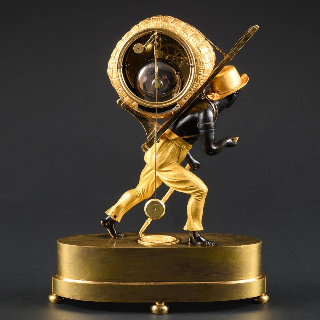 Extraordinary Empire Clock Le Portefaix After Design By Jean André Reiche-photo-6