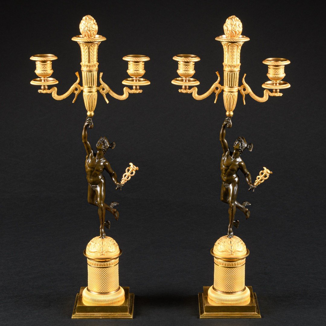 Remarkable Pair Of Empire Period Candelabra With Mercury -photo-4