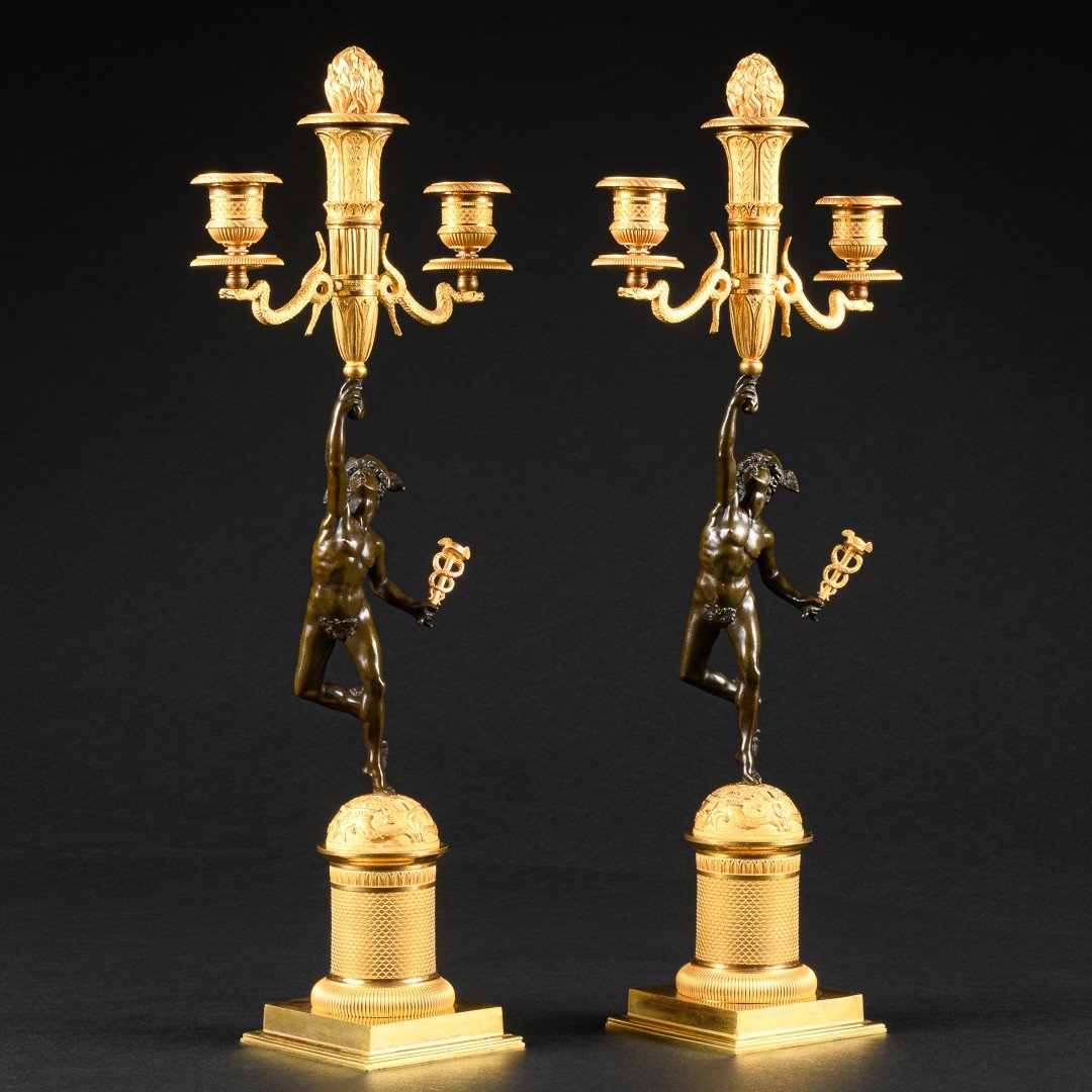 Remarkable Pair Of Empire Period Candelabra With Mercury -photo-1