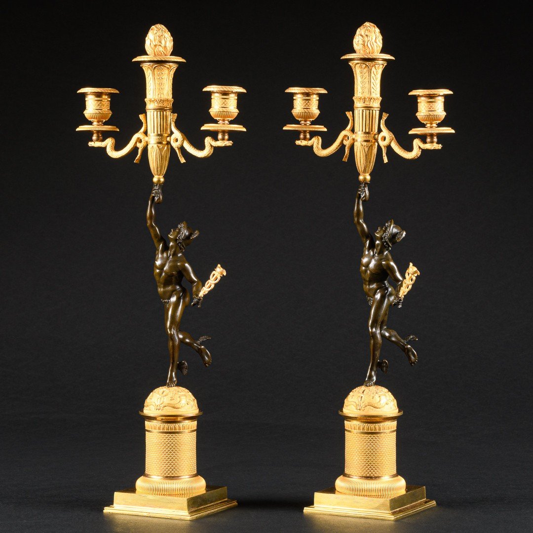Remarkable Pair Of Empire Period Candelabra With Mercury -photo-4