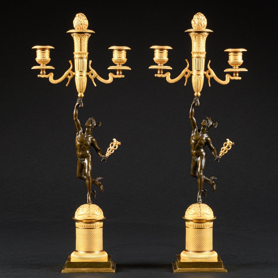 Remarkable Pair Of Empire Period Candelabra With Mercury 