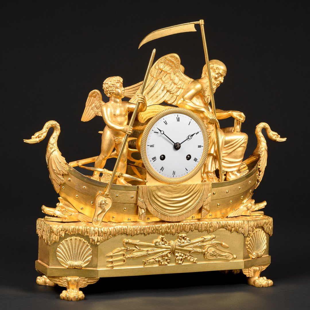 Claude Galle - Magnificent & Rare Empire Clock “ The Voyage Of Love And Time ”-photo-3
