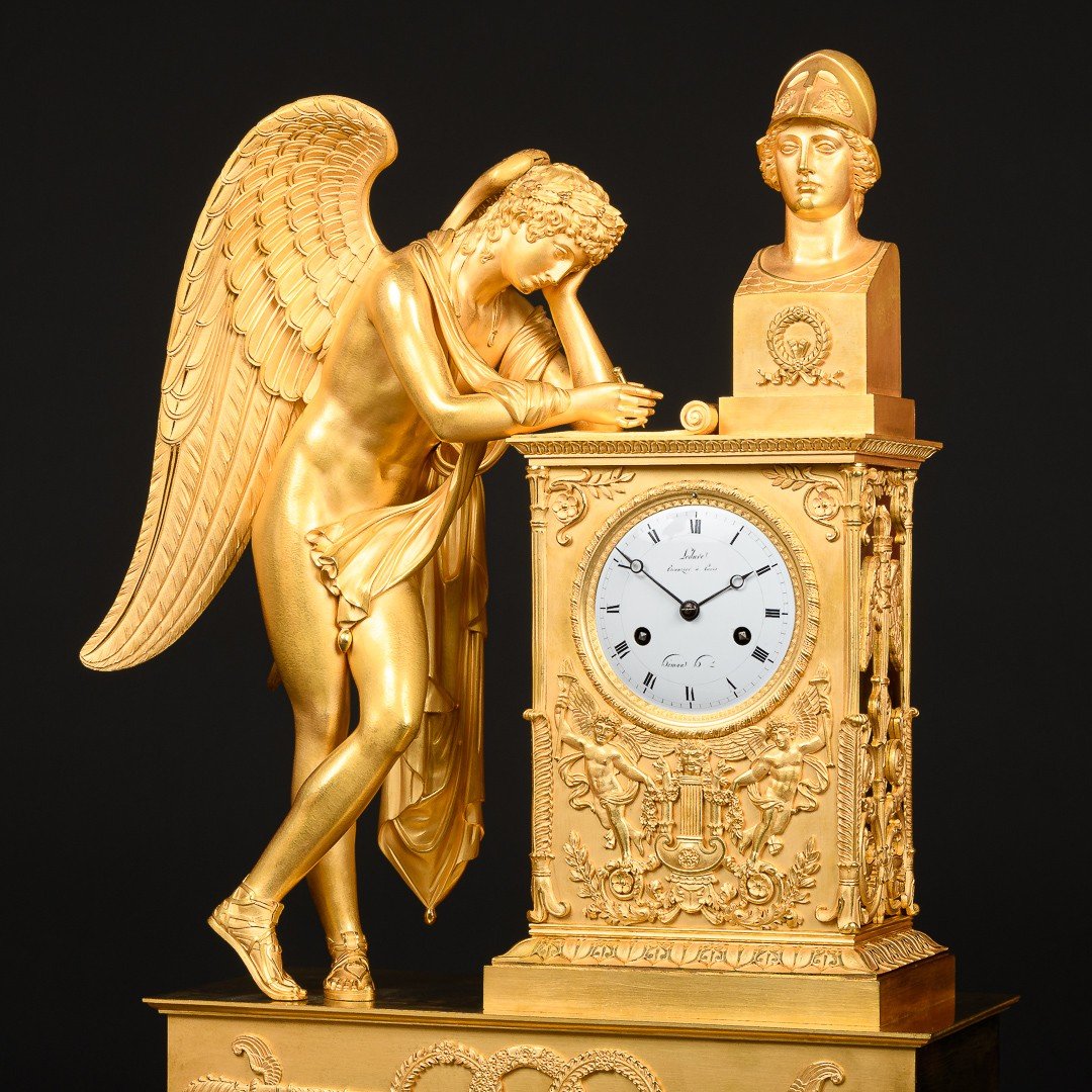 Signé Rabiat & Ledure  - Pendule Monumentale Empire “ Génie Inspiré D’athéna ”-photo-2