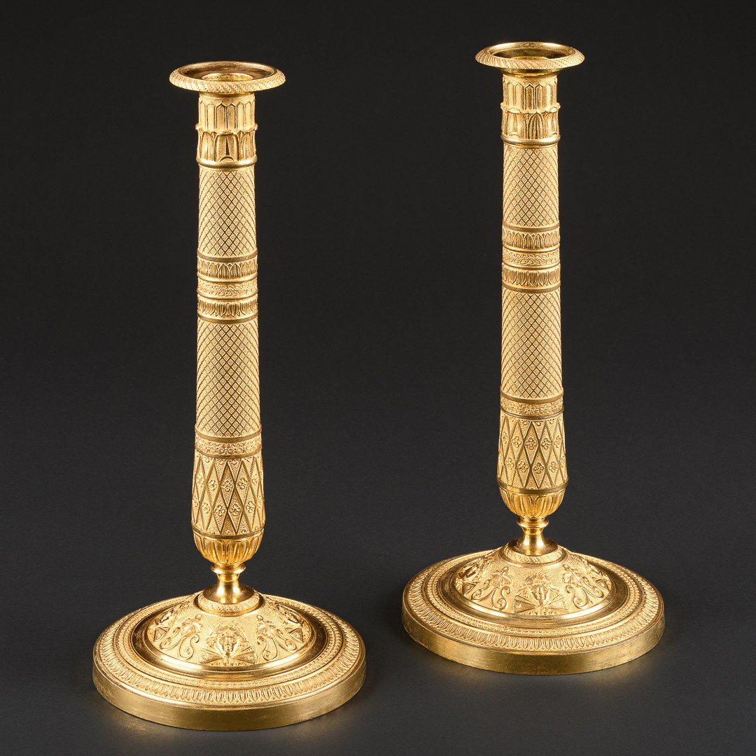 Pierre Philippe Thomire - Sublime Grande Paire De Bougeoirs D’époque Empire-photo-2