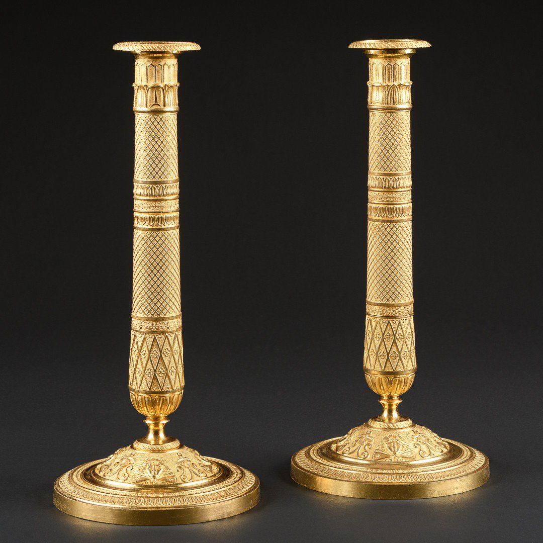 Pierre Philippe Thomire - Sublime Grande Paire De Bougeoirs D’époque Empire-photo-2