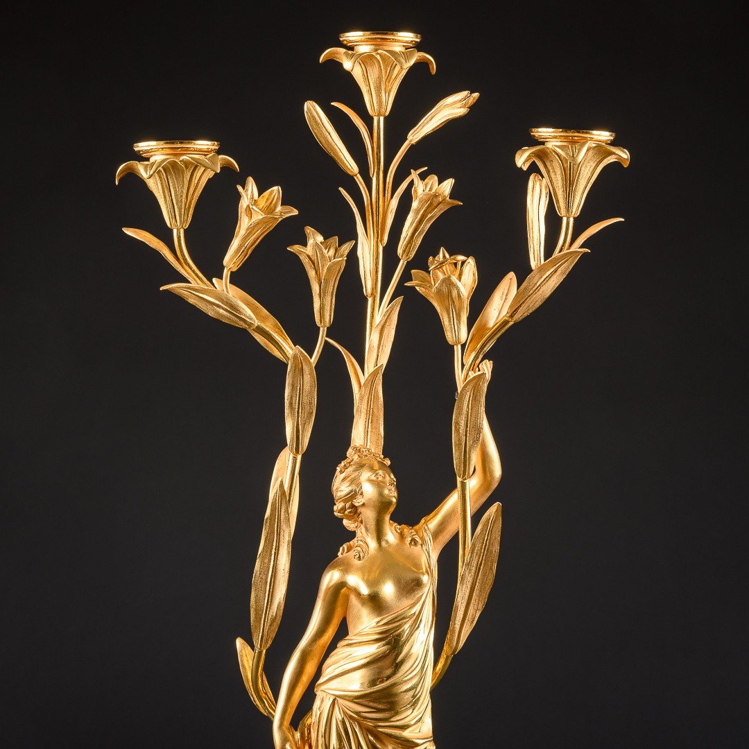 Exceptional Pair Of Louis XVI Candelabra “ Aux Femmes ” After Model By Falconet-photo-1