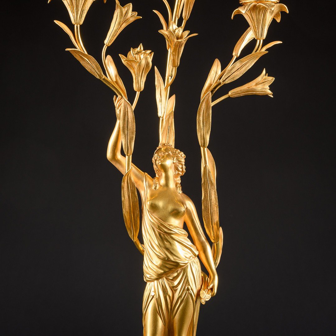 Exceptional Pair Of Louis XVI Candelabra “ Aux Femmes ” After Model By Falconet-photo-3