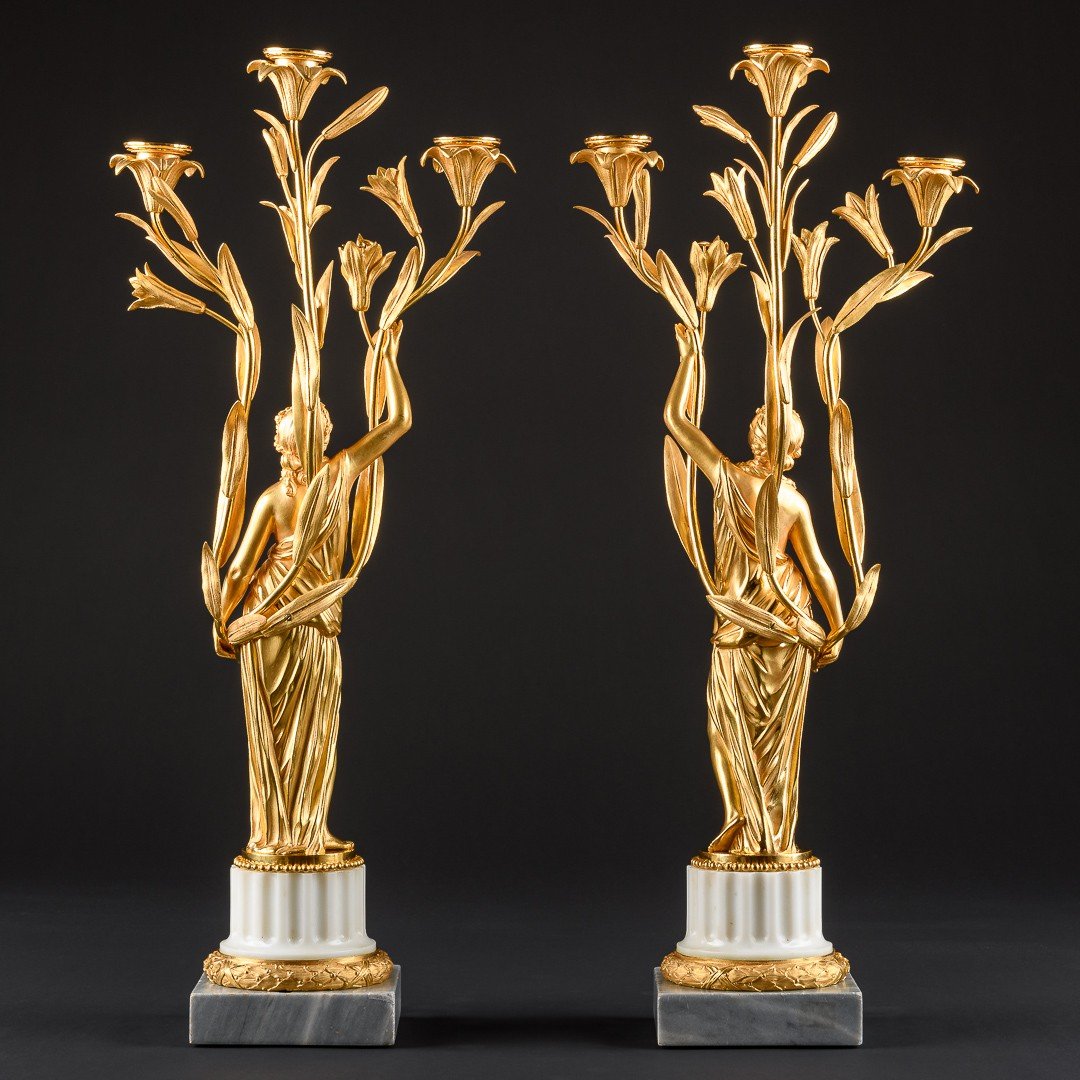Exceptional Pair Of Louis XVI Candelabra “ Aux Femmes ” After Model By Falconet-photo-6