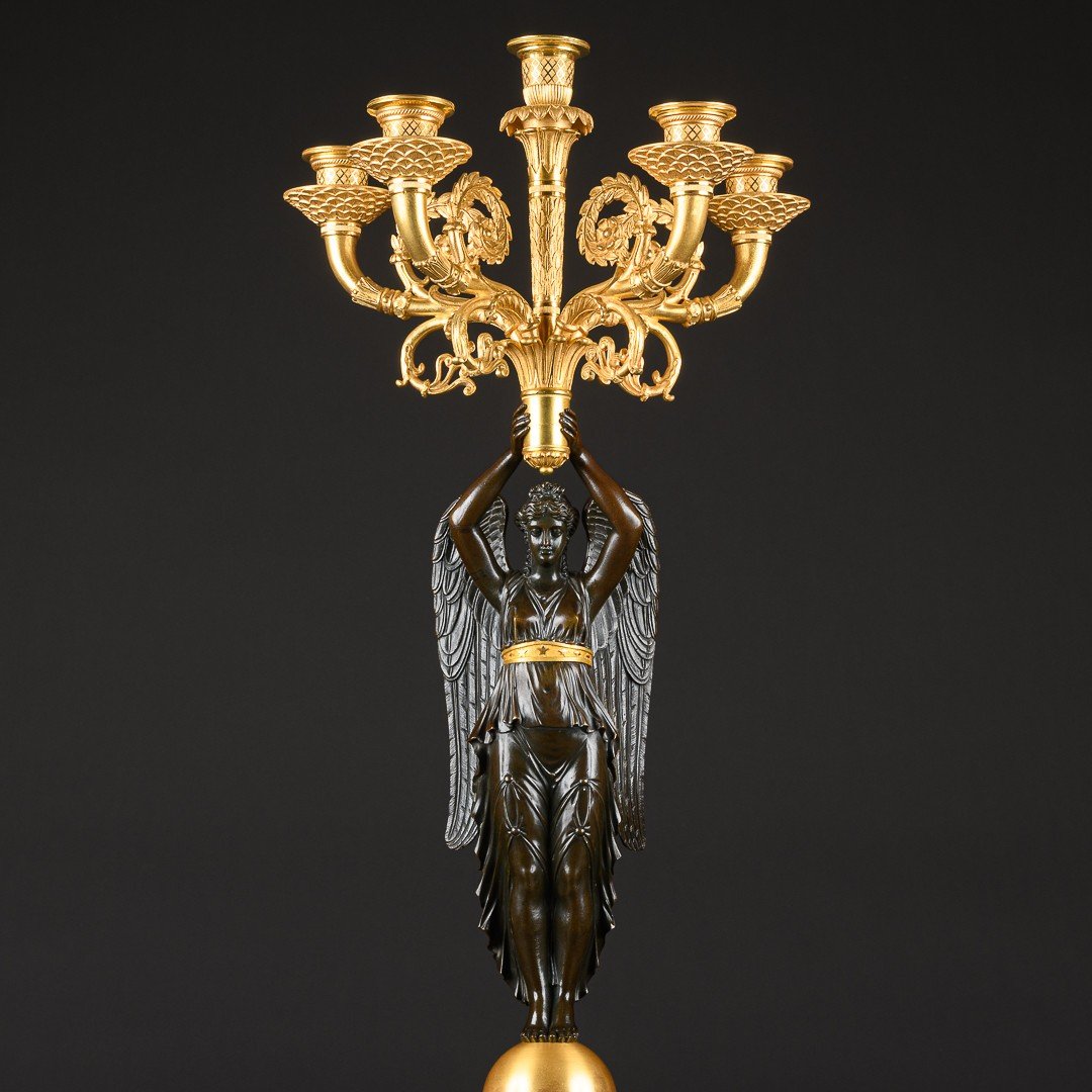 Spectacular Pair Of Empire Candelabra With Winged Victories -photo-3