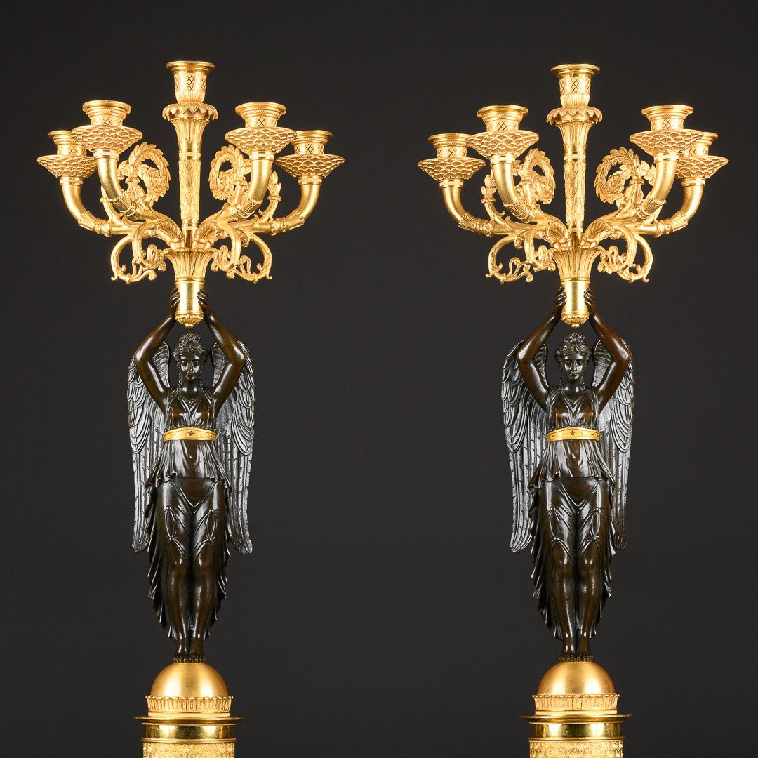 Spectacular Pair Of Empire Candelabra With Winged Victories -photo-2