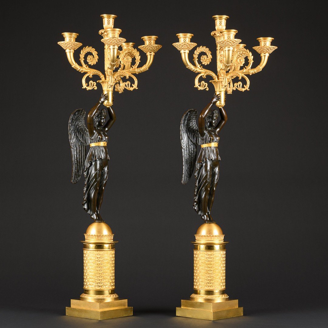 Spectacular Pair Of Empire Candelabra With Winged Victories -photo-1