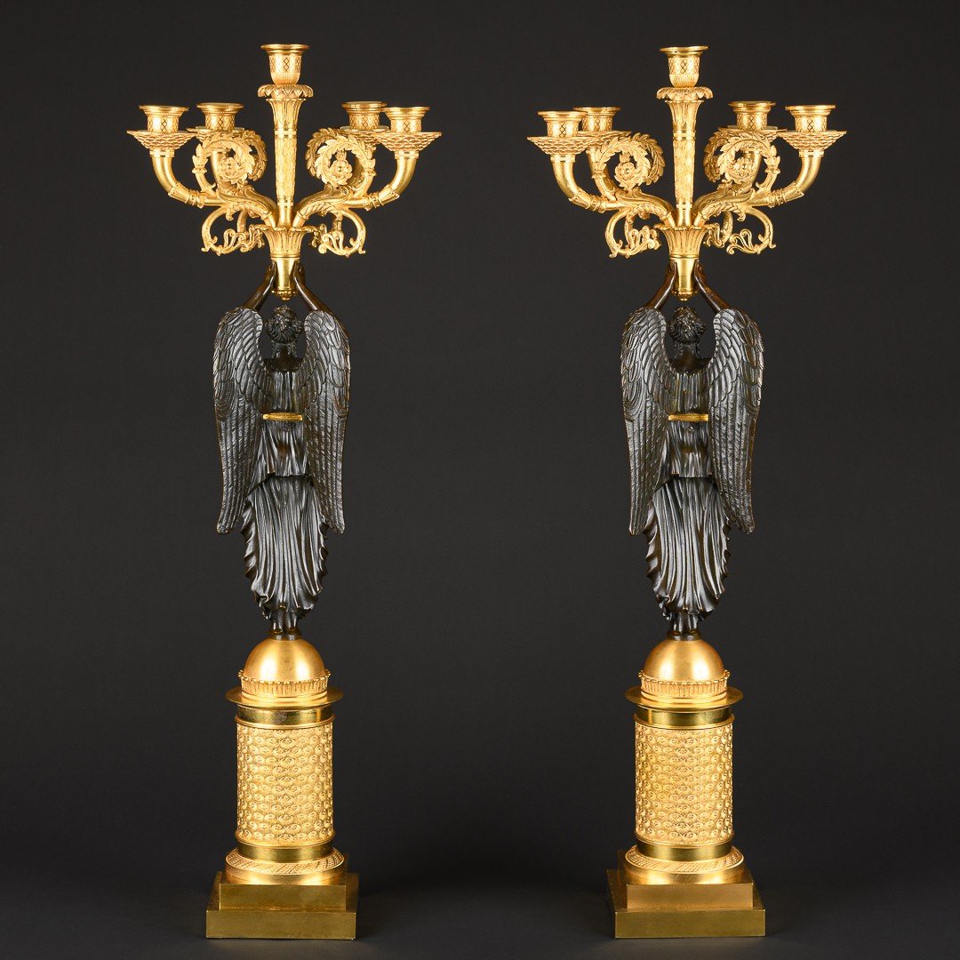 Spectacular Pair Of Empire Candelabra With Winged Victories -photo-4