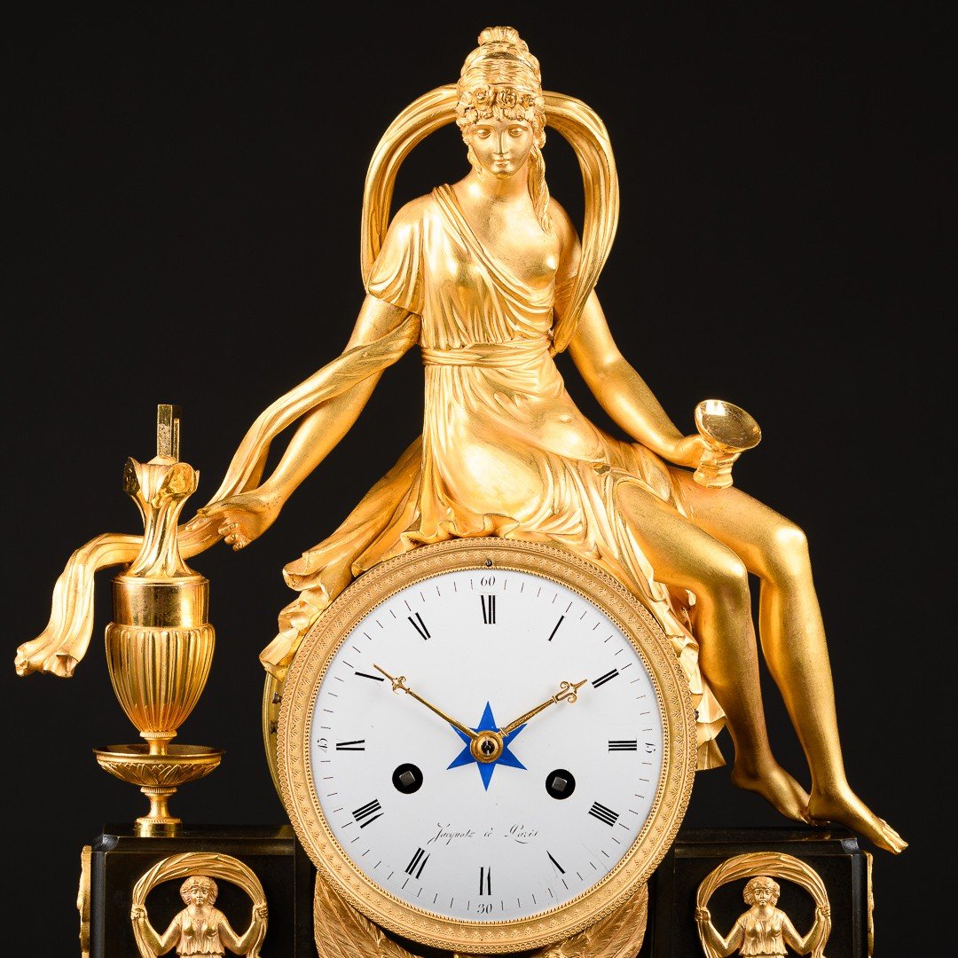   Époque Directoire (1795-1799) -  Pendule Mythologique Unique “ Hébé Échanson ” -photo-4