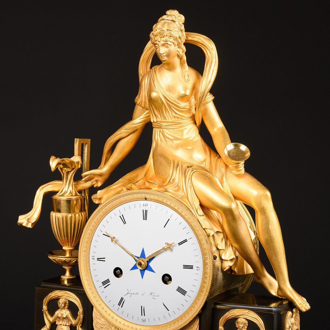   Époque Directoire (1795-1799) -  Pendule Mythologique Unique “ Hébé Échanson ” -photo-4