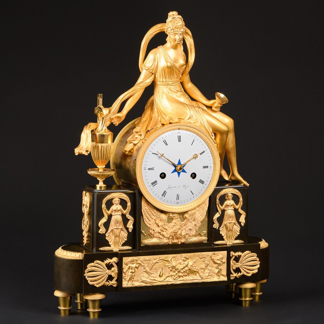   Époque Directoire (1795-1799) -  Pendule Mythologique Unique “ Hébé Échanson ” -photo-5