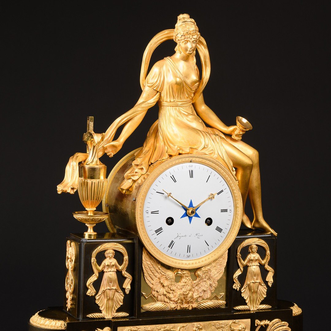   Époque Directoire (1795-1799) -  Pendule Mythologique Unique “ Hébé Échanson ” -photo-6