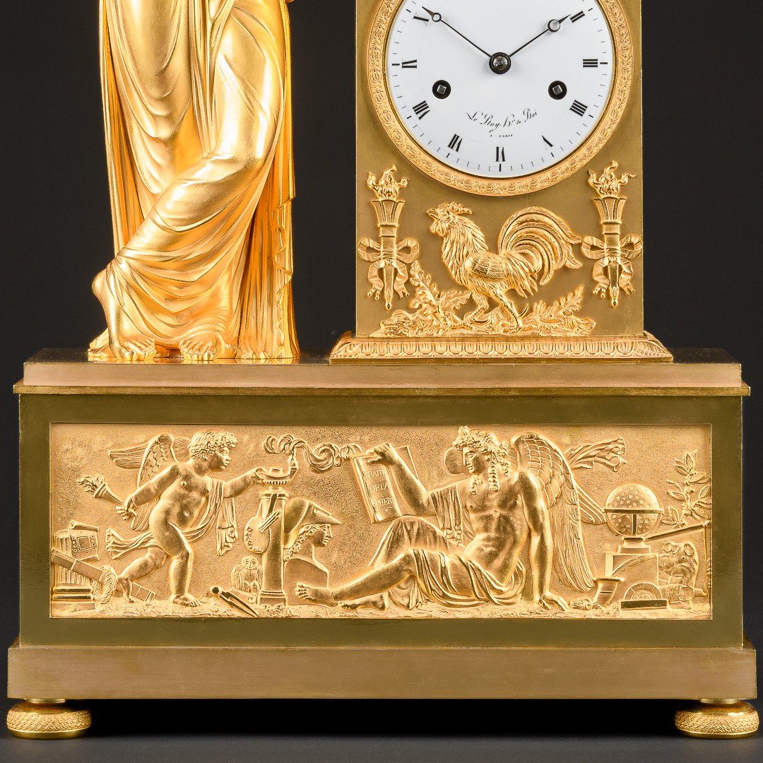 Attributed To  Pierre-victor Ledure - Monumental Empire Clock “ Allegory Of Study ”-photo-3