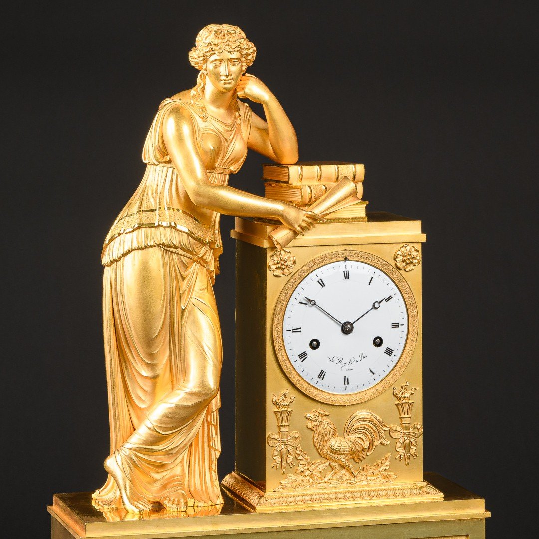 Attributed To  Pierre-victor Ledure - Monumental Empire Clock “ Allegory Of Study ”-photo-1