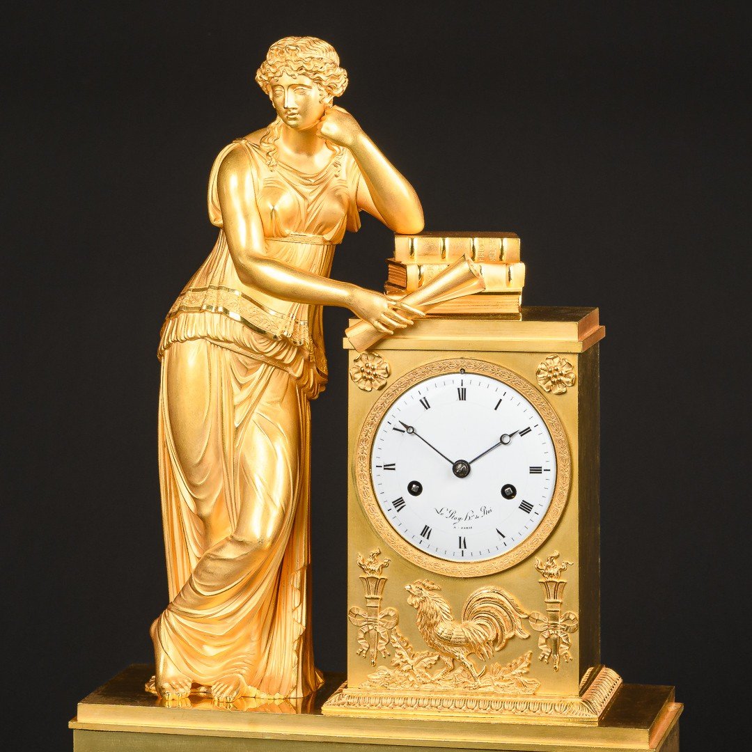 Attributed To  Pierre-victor Ledure - Monumental Empire Clock “ Allegory Of Study ”-photo-4