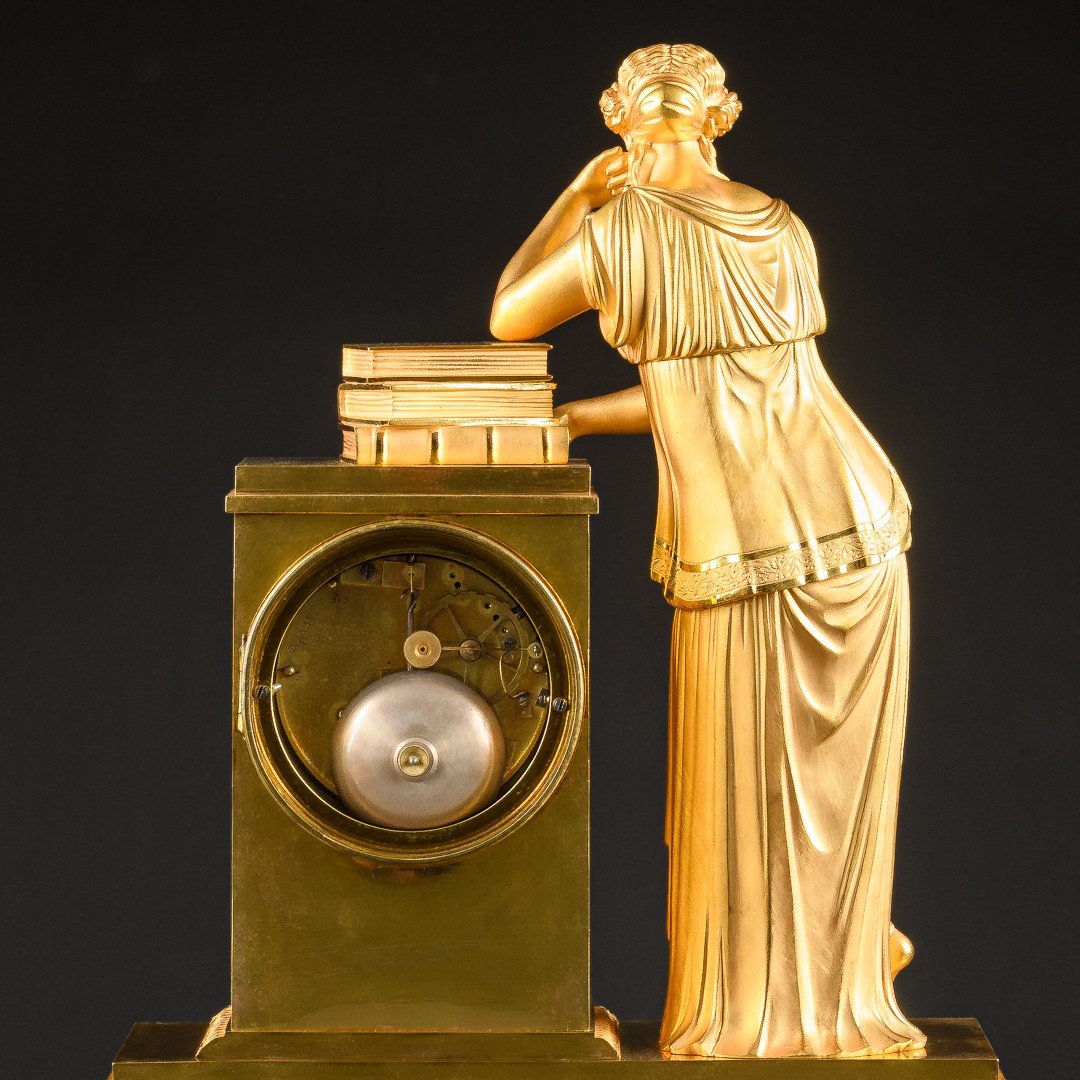 Attributed To  Pierre-victor Ledure - Monumental Empire Clock “ Allegory Of Study ”-photo-5