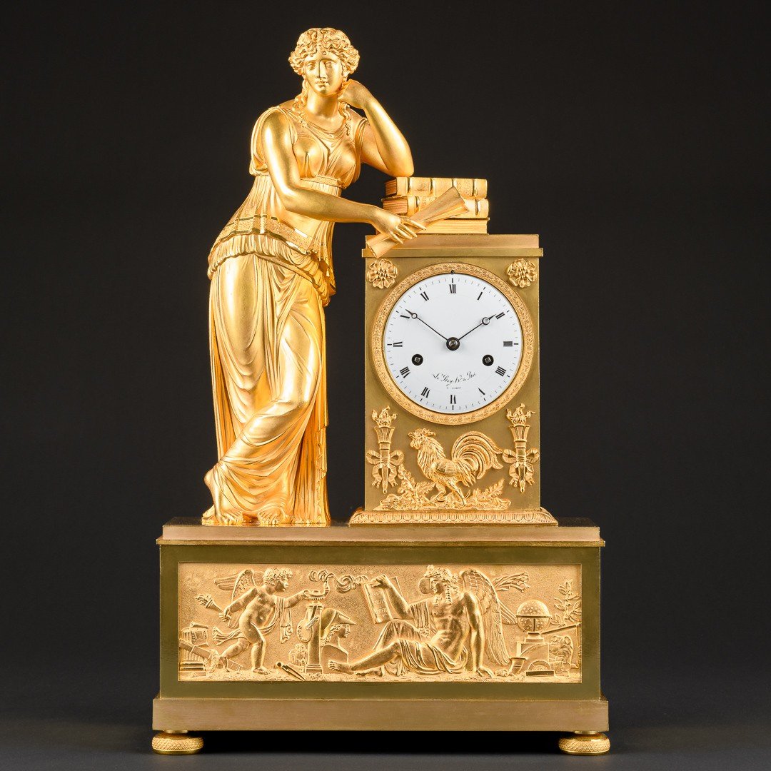 Attributed To  Pierre-victor Ledure - Monumental Empire Clock “ Allegory Of Study ”