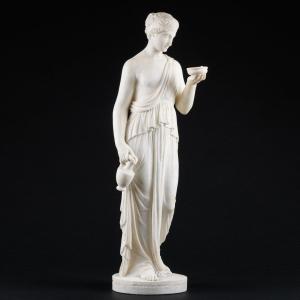 Large Marble Sculpture “ Hebe Goddess Of Youth ” After Model By Bertel Thorvaldsen  