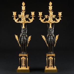 Pierre - Philippe Thomire - Spectacular Pair Of Early Empire Candelabra With Victories