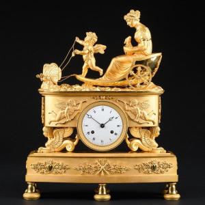 Alluring Empire Chariot Clock “ Eros And Psyche ” Drawn By Butterflies