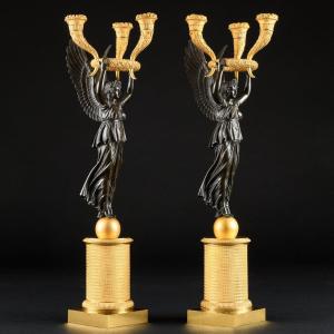 Pierre - Philippe Thomire - Exceptional Pair Of Early Empire Candelabra With Victories