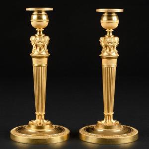 Claude Galle - Magnificent Pair Of Empire Candlesticks “ Return From Egypt ” - Circa 1805