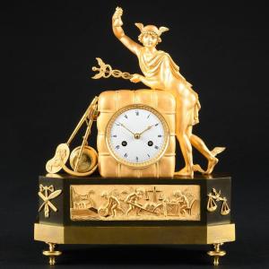 Exquisite Mythological Empire Clock “ Allegory Of Commerce ”