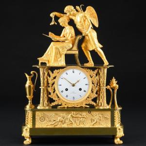 Important Empire Period Mantel Clock “ L’inspiration ”