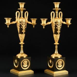Claude Galle - Rare Pair Of Vase-shaped Empire Candelabra - Circa 1805