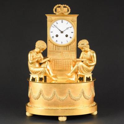 Exquisite Empire Period Library Clock 