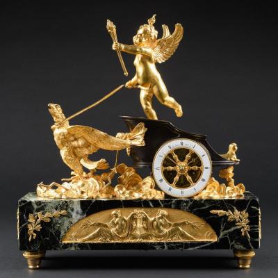 Unique Pendule À Char “jupiter” D’epoque Empire