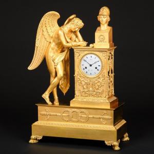 Signed Rabiat & Ledure - Monumental Empire Clock “ Génie Inspired By Athena ” 