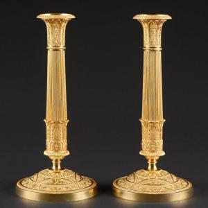 Remarkable Pair Of French Empire Period Candlesticks With Griffins