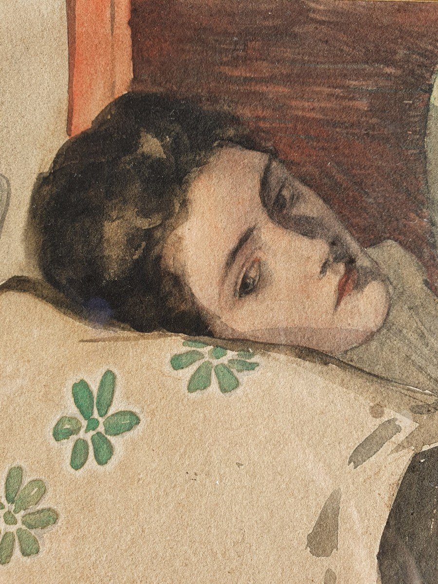  Rupert Bunny (1864 - 1947), Jeanne Morel Japanese Watercolor, Pre-raphaelite Signed-photo-2