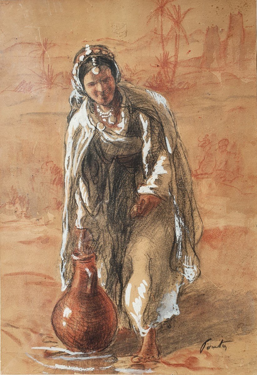 Henri Jean Pontoy (1888-1968) Dessin Orientaliste Femme Berbere Maroc Touareg