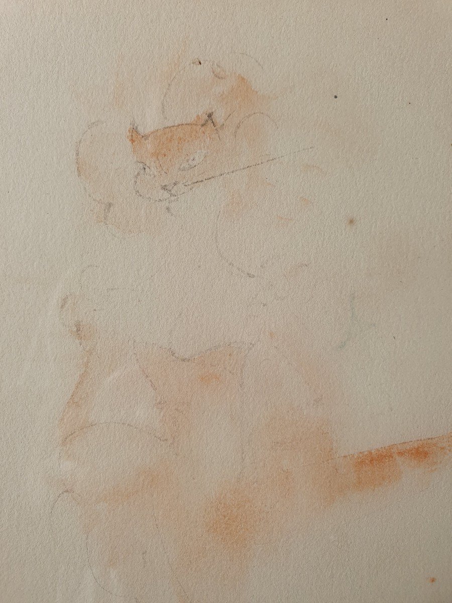 Dessin Aquarelle Original Double Face De Leonor Fini (1908-1996) Ballerine -photo-1
