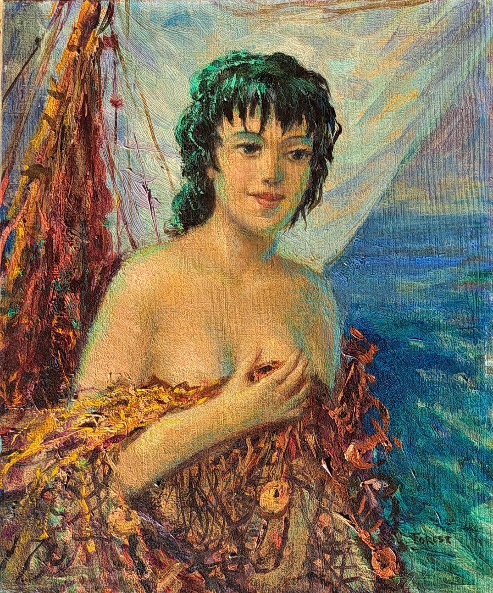 Portrait D’une Sirène Signé Pierre Forest (1881-1971) Marine