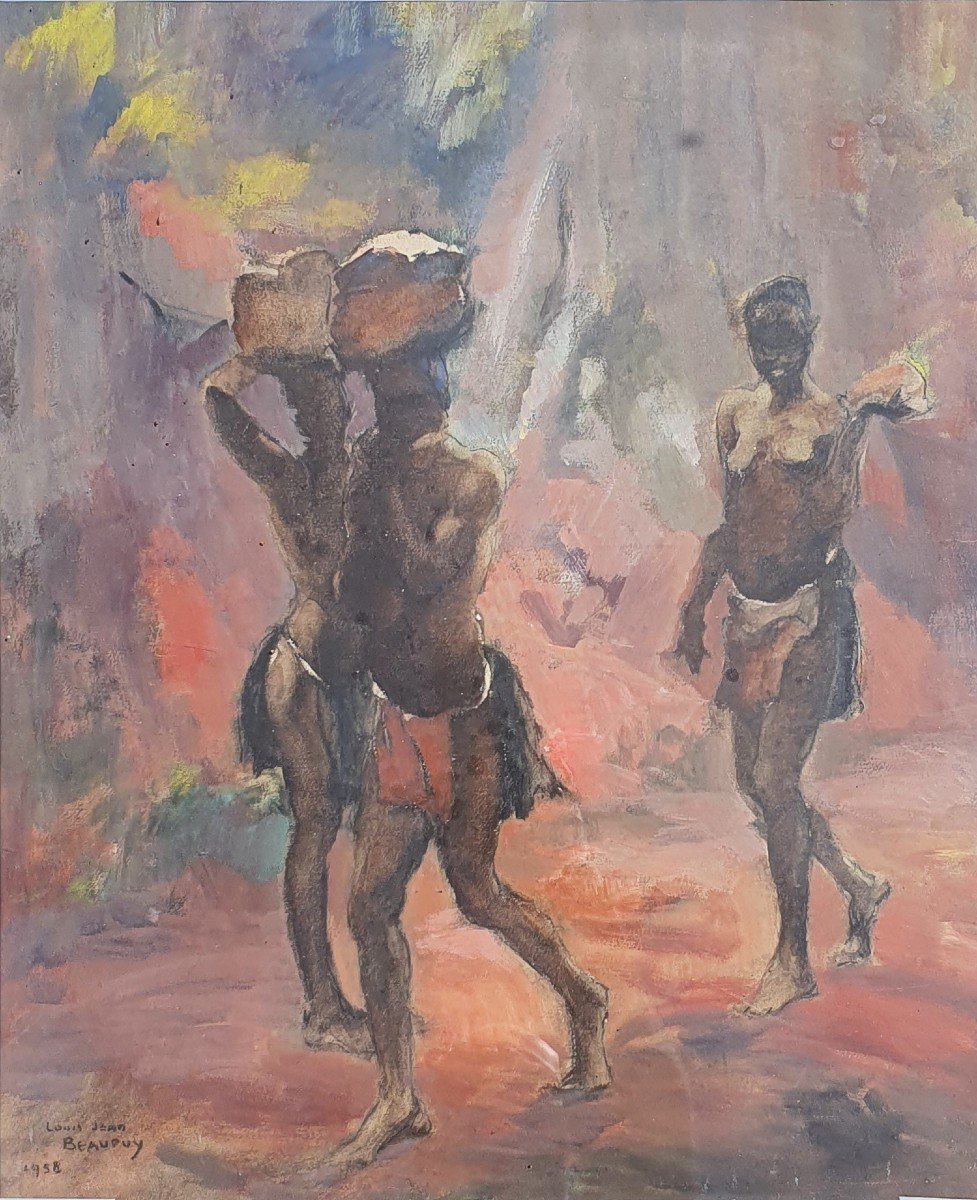 Peinture Africaniste Signée Louis Jean Beaupuy (1896-1974) Peintre Voyageur