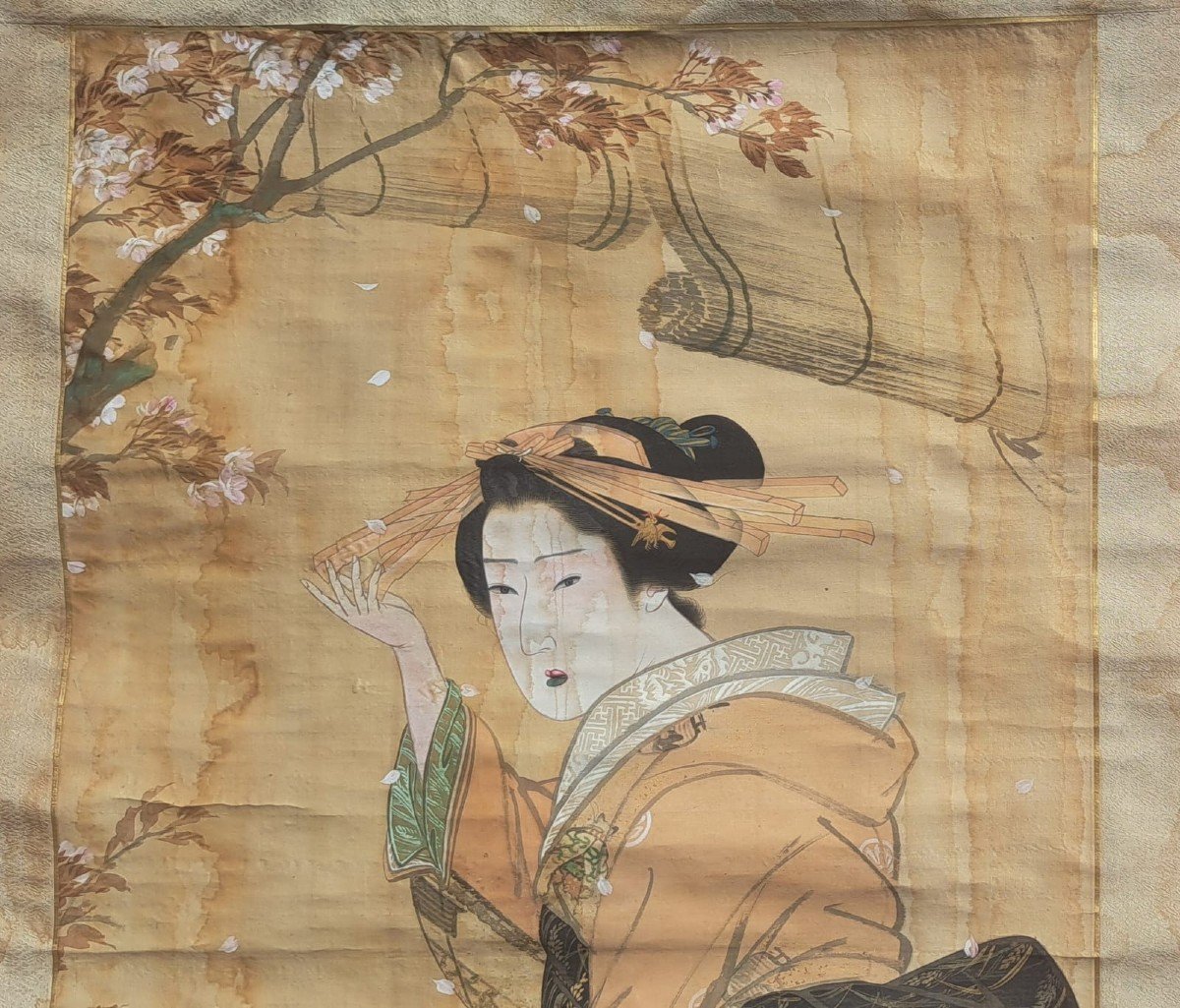 Japon Grand Kakemono Geisha époque Tout Début XIXe Ou Antérieur-photo-2